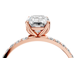 Rose gold Emerald Solitaire Pavé Diamond Engagement Ring with Four-Prong Setting_48