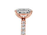 Rose gold Emerald Solitaire Pavé Diamond Engagement Ring with Four-Prong Setting_49