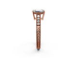 Rose gold Emerald Solitaire Pavé Diamond Milgrain Engagement Ring with Four-Prong Setting_8