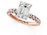 Rose gold Emerald Solitaire Pave Diamond Engagement Ring with Four-Prong Setting_353