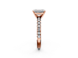 Rose gold Emerald Solitaire Pave Diamond Engagement Ring with Four-Prong Setting_354