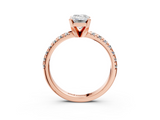 Rose gold Emerald Solitaire Pave Diamond Engagement Ring with Four-Prong Setting_355