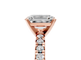 Rose gold Emerald Solitaire Pave Diamond Engagement Ring with Four-Prong Setting_357