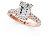 Rose gold Emerald Solitaire Pave Diamond Engagement Ring with Prong Setting_34