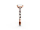 Rose gold Emerald Solitaire Pave Diamond Engagement Ring with Prong Setting_35