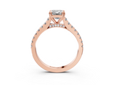 Rose gold Emerald Solitaire Pave Diamond Engagement Ring with Prong Setting_36