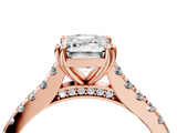 Rose gold Emerald Solitaire Pave Diamond Engagement Ring with Prong Setting_37