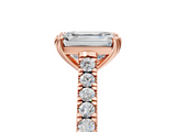 Rose gold Emerald Solitaire Pave Diamond Engagement Ring with Prong Setting_38
