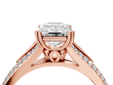 Rose gold Emerald Solitaire Pave Split Shank Engagement Ring with Six-Prong Setting_45