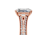 Rose gold Emerald Solitaire Pave Split Shank Engagement Ring with Six-Prong Setting_46