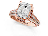 Rose gold Emerald Solitaire Pave Split Shank Ring with Four-Prong Setting_82