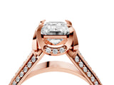 Rose gold Emerald Solitaire Pave Split Shank Ring with Four-Prong Setting_85