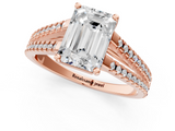 Rose gold Emerald Solitaire Split Shank Pavé Diamond Engagement Ring_350