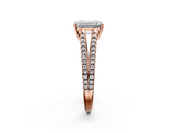Rose gold Emerald Solitaire Split Shank Pavé Diamond Engagement Ring_351