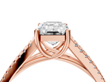 Rose gold Emerald Solitaire Split Shank Pavé Diamond Engagement Ring_353