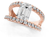 Rose gold Emerald Solitaire Split Shank Pave Diamond Ring_50