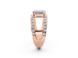 Rose gold Emerald Solitaire Split Shank Pave Diamond Ring_51