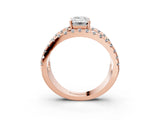 Rose gold Emerald Solitaire Split Shank Pave Diamond Ring_52