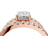 Rose gold Emerald Solitaire Split Shank Pave Diamond Ring_53