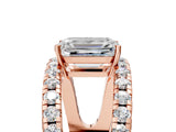 Rose gold Emerald Solitaire Split Shank Pave Diamond Ring_54