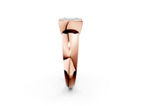 Rose gold Emerald Solitaire Tension Set Diamond Ring with Wide Band_22