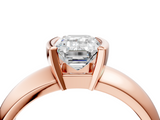 Rose gold Emerald Solitaire Tension Set Diamond Ring with Wide Band_24