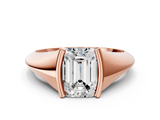 Rose gold Emerald Solitaire Tension Set Diamond Ring_20