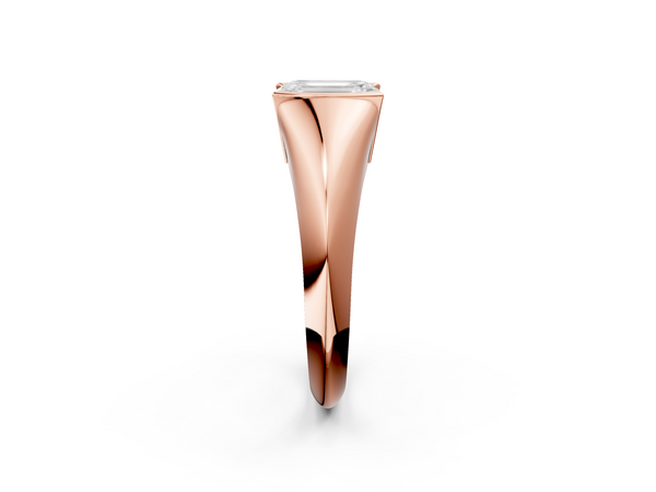 Rose Gold Emerald Cut Tension Set Solitaire Engagement Ring Setting with Tapered Band