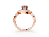 Rose gold Emerald Solitaire Twist Band Pavé Diamond Engagement Ring_35