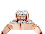 Rose gold Emerald Solitaire Twist Band Pavé Diamond Engagement Ring_36
