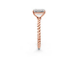 Rose gold Emerald Solitaire Twist Band Ring with Four-Prong Setting_70