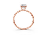 Rose gold Emerald Solitaire Twist Band Ring with Four-Prong Setting_71