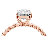 Rose gold Emerald Solitaire Twist Band Ring with Four-Prong Setting_72