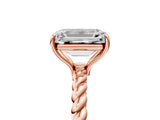 Rose gold Emerald Solitaire Twist Band Ring with Four-Prong Setting_73