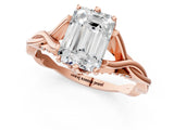 Rose gold Emerald Solitaire Twist Band Six-Prong Setting 2