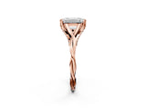 Rose gold Emerald Solitaire Twist Band Six-Prong Setting 3
