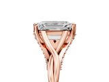 Rose gold Emerald Solitaire Twist Band Six-Prong Setting