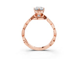Rose gold Emerald Solitaire Twist Band with Leaf Prong Setting 4