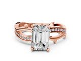 Rose gold Emerald Solitaire Twist Band with Pavé Accents and Four-Prong Setting_20