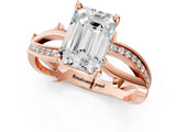 Rose gold Emerald Solitaire Twist Band with Pavé Accents and Four-Prong Setting_21