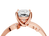 Rose gold Emerald Solitaire Twist Band with Pavé Accents and Four-Prong Setting_24