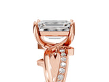 Rose gold Emerald Solitaire Twist Band with Pavé Accents and Four-Prong Setting_25