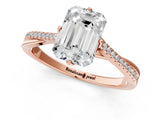 Rose gold Emerald Solitaire Twist Band with Pavé Diamonds and Four-Prong Setting_66