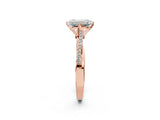 Rose gold Emerald Solitaire Twist Band with Pavé Diamonds and Four-Prong Setting_67