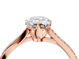 Rose gold Emerald Solitaire Twist Band with Pavé Diamonds and Four-Prong Setting_69