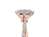 Rose gold Emerald Solitaire Twist Band with Pavé Diamonds and Four-Prong Setting_70