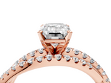 Rose gold Emerald Solitaire Twist Band with Pavé Setting and Four-Prong Setting_105