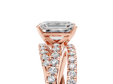 Rose gold Emerald Solitaire Twist Band with Pavé Setting and Four-Prong Setting_106