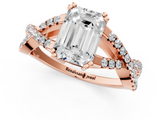 Rose gold Emerald Solitaire Twist Band with Pavé Setting and Four-Prong Setting_49
