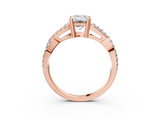 Rose gold Emerald Solitaire Twist Band with Pavé Setting and Four-Prong Setting_51